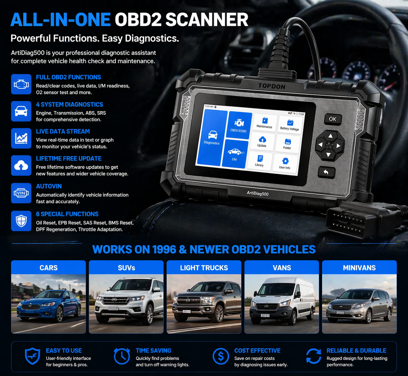 Outil de diagnostic automobile: ArtiDiag500